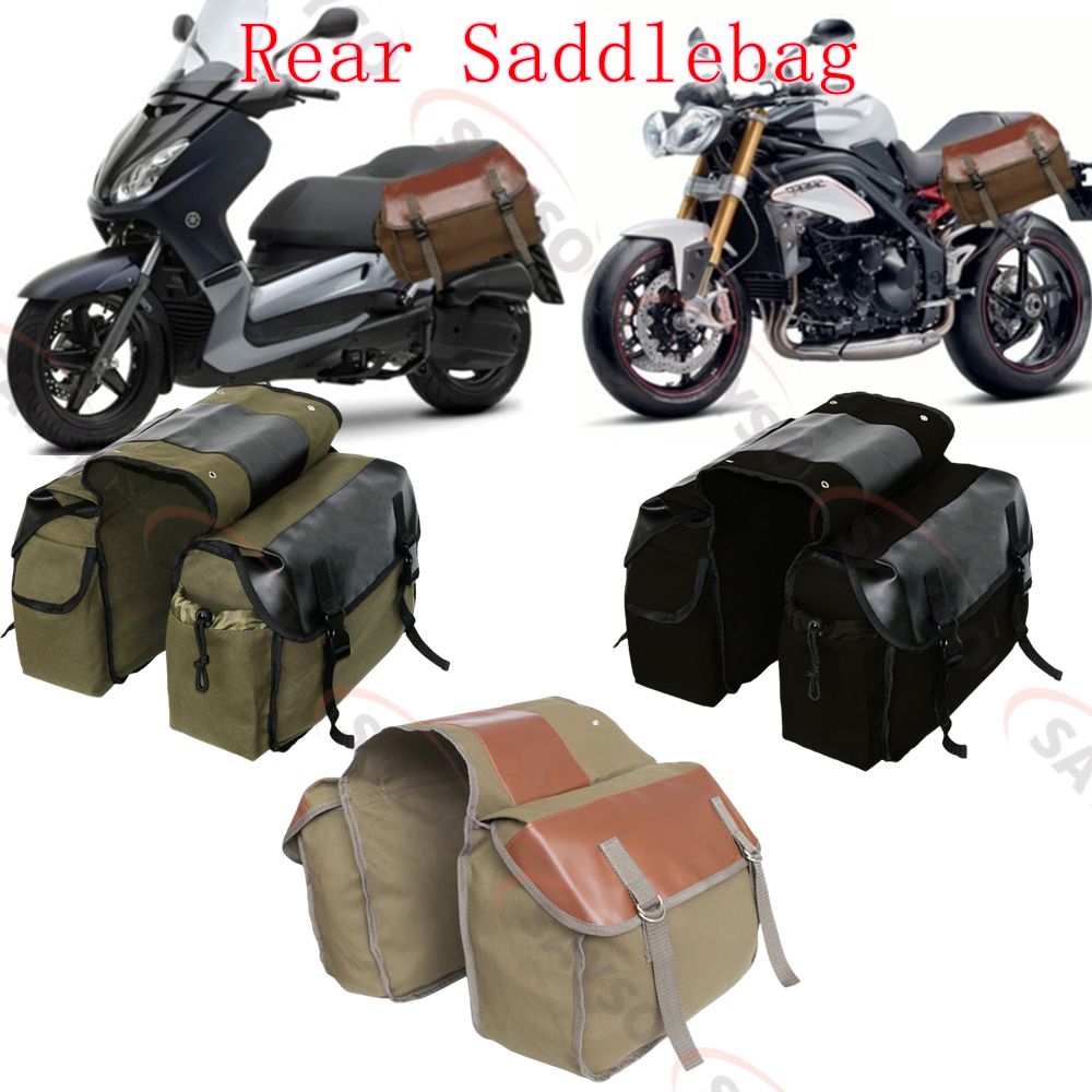 Motorcycle Gear Warehouse - Tas Sadel Belakang Kulit Kanvas Tas
